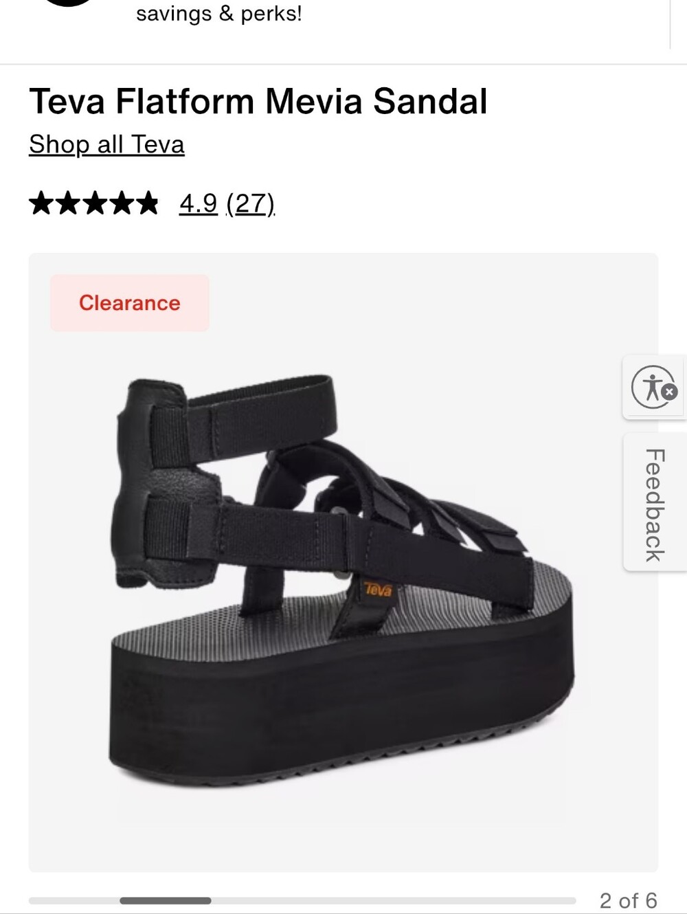 Teva Women's Black Platform Mevia Sandal - Picture 5 of 8